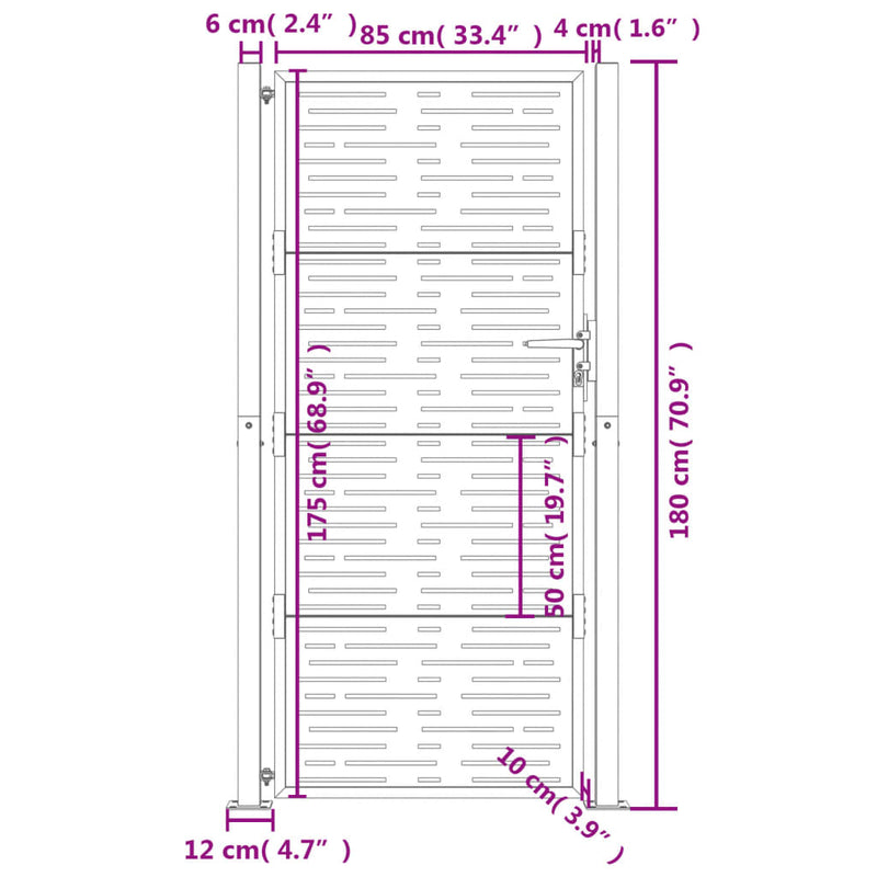 vidaXL Garden Gate Anthracite 100x175 cm Steel Square Design