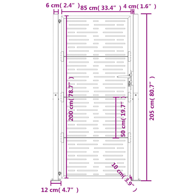vidaXL Garden Gate Anthracite 100x200 cm Steel Square Design