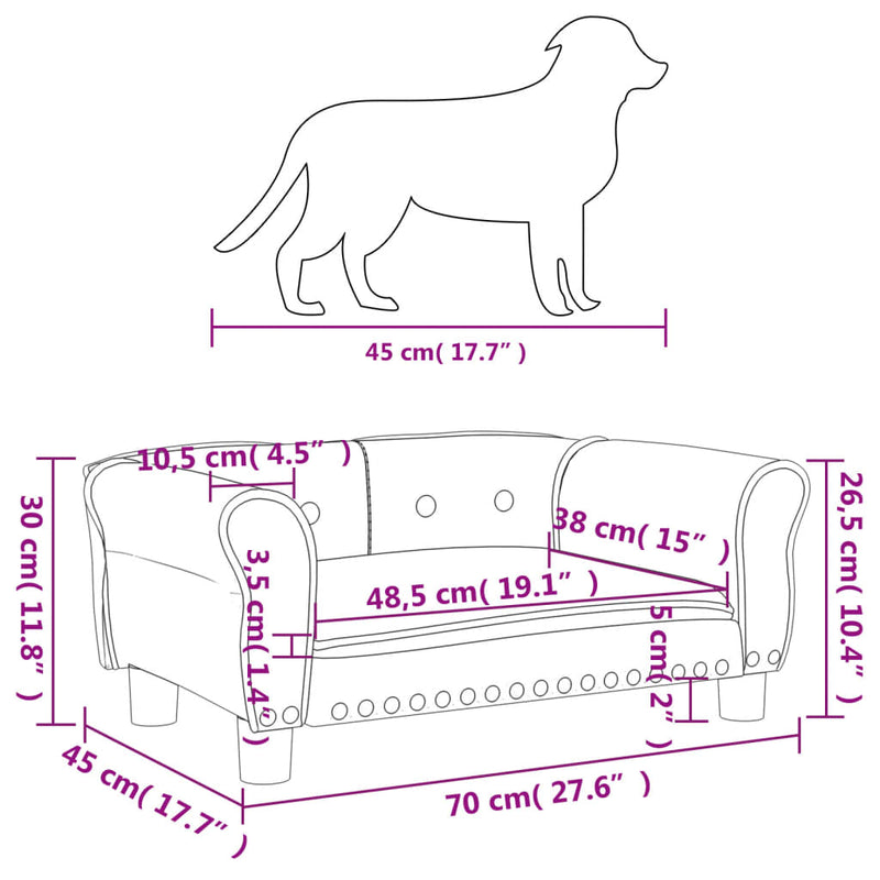 Dog Bed Light Grey 70x45x30 cm Velvet