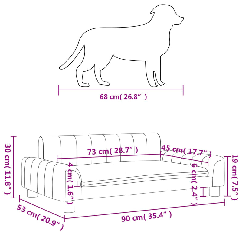 Dog Bed Dark Grey 90x53x30 cm Fabric