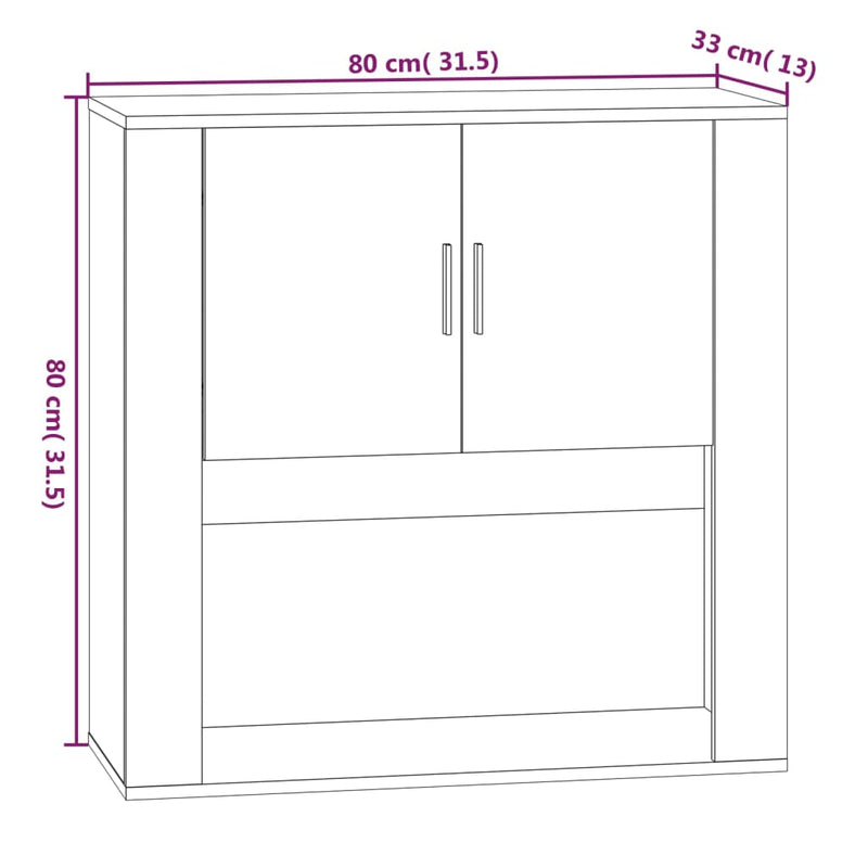 vidaXL Wall Cabinet Smoked Oak 80x33x80 cm Engineered Wood