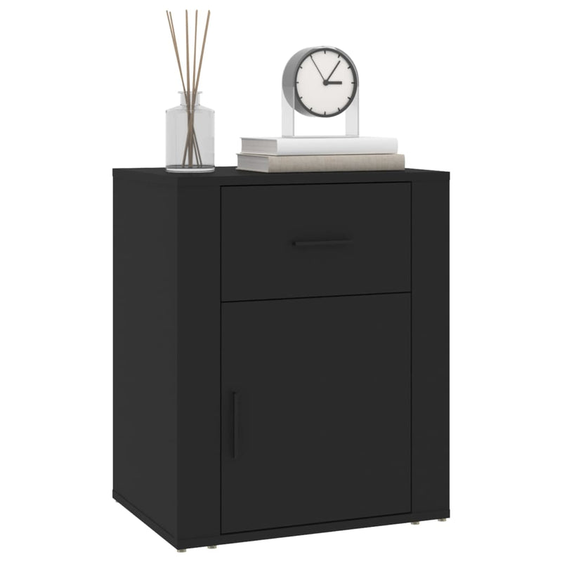 vidaXL Bedside Cabinet Black 50x36x60 cm Engineered Wood