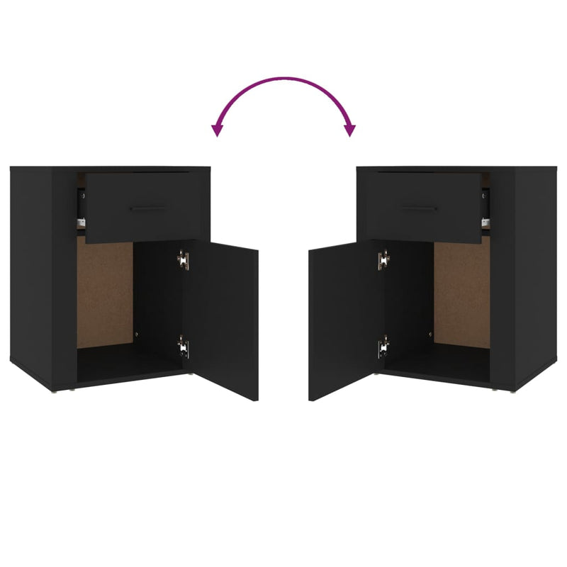 vidaXL Bedside Cabinet Black 50x36x60 cm Engineered Wood