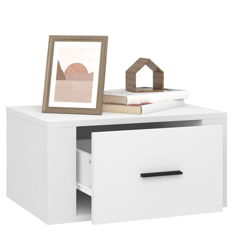 vidaXL Wall-mounted Bedside Cabinet White 50x36x25 cm