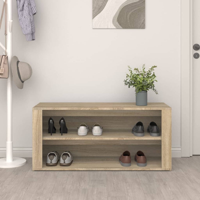 vidaXL Shoe Rack Sonoma Oak 100x35x45 cm Engineered Wood