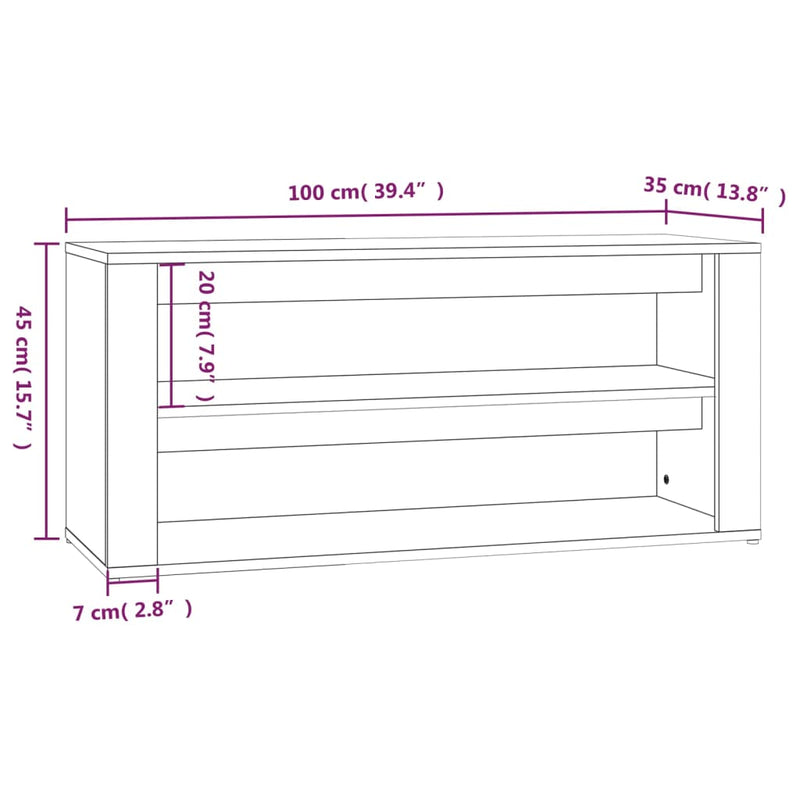 vidaXL Shoe Rack Sonoma Oak 100x35x45 cm Engineered Wood