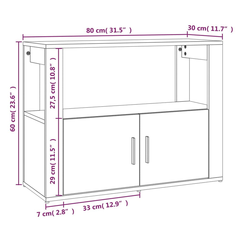 vidaXL Sideboard White 80x30x60 cm Engineered Wood