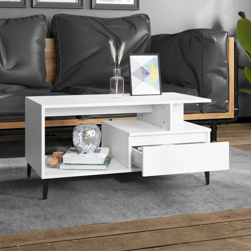 vidaXL Coffee Table  White 90x49x45 cm Engineered Wood