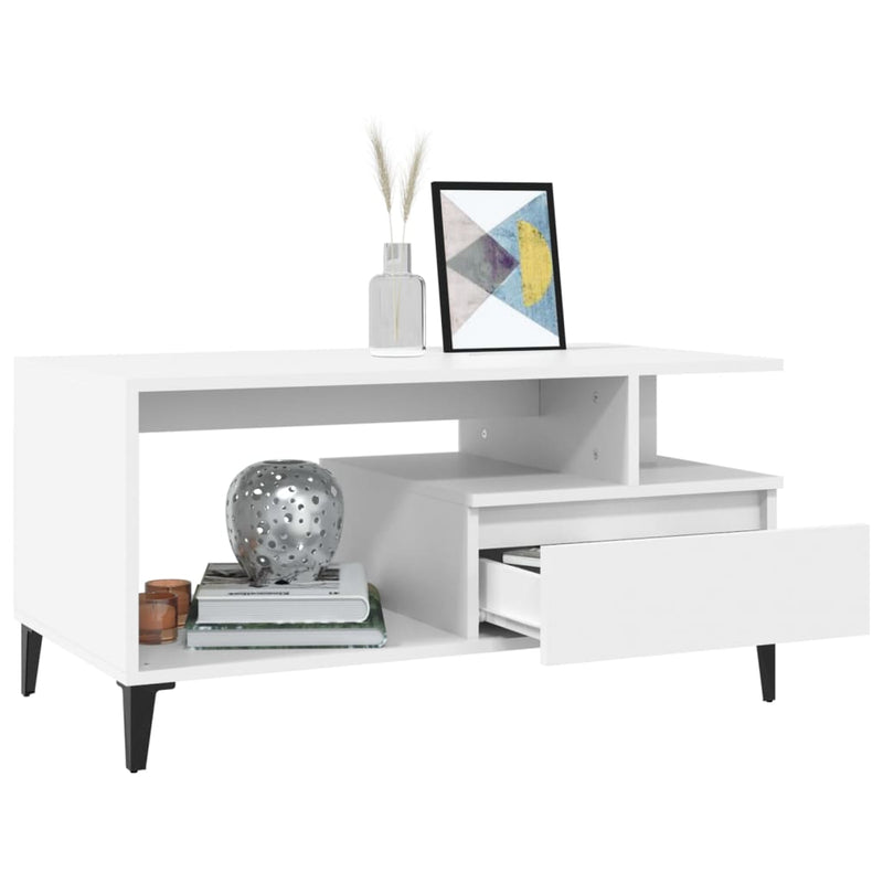 vidaXL Coffee Table  White 90x49x45 cm Engineered Wood