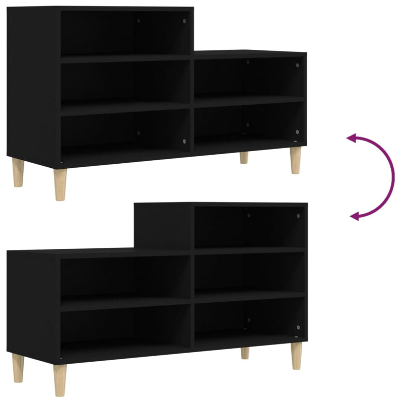 vidaXL Shoe Cabinet Black 102x36x60 cm Engineered Wood