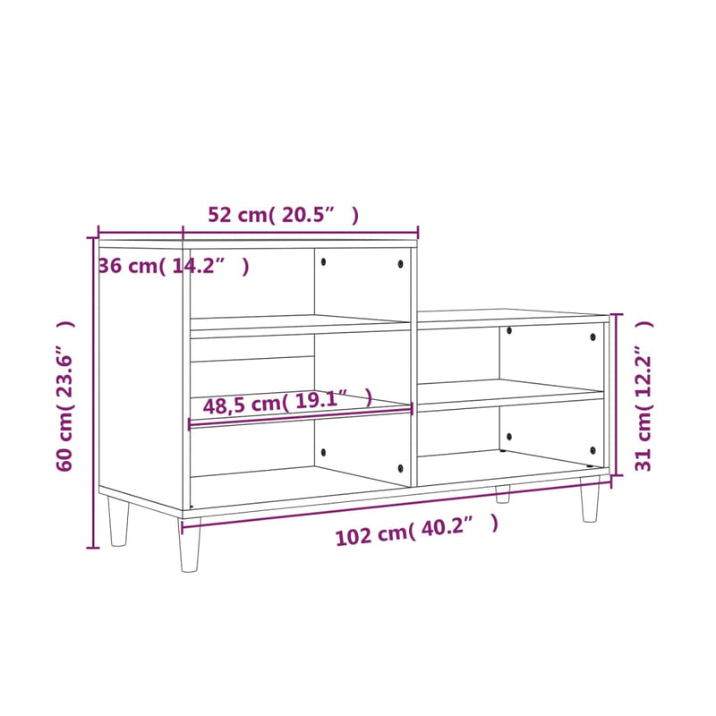 vidaXL Shoe Cabinet Black 102x36x60 cm Engineered Wood