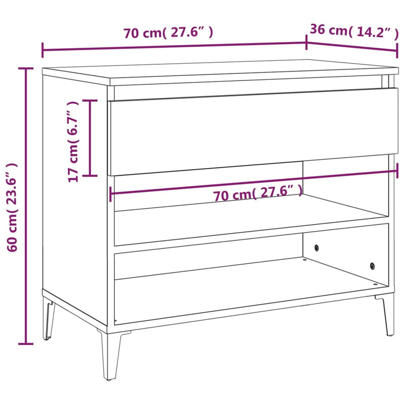 Shoe Cabinet Black 70x36x60 cm Engineered Wood