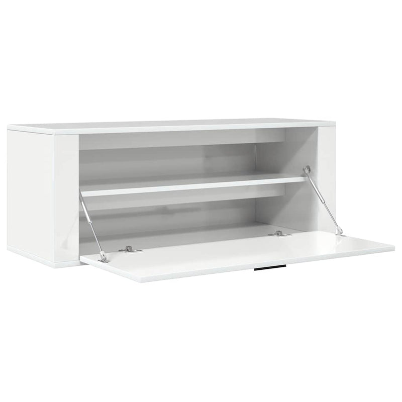 vidaXL Wall Shoe Cabinet High Gloss White 100x35x38 cm Engineered Wood