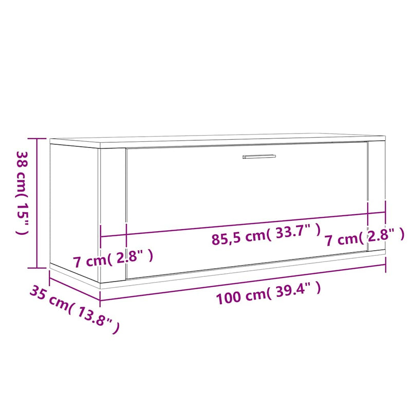 vidaXL Wall Shoe Cabinet High Gloss White 100x35x38 cm Engineered Wood