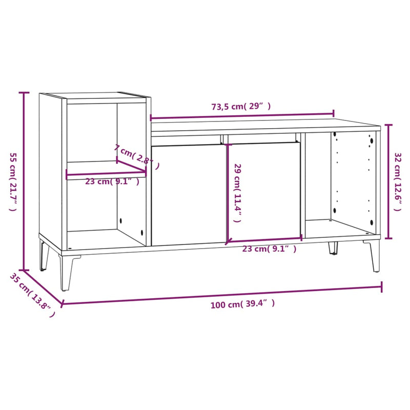 vidaXL TV Cabinet Black 100x35x55 cm Engineered Wood