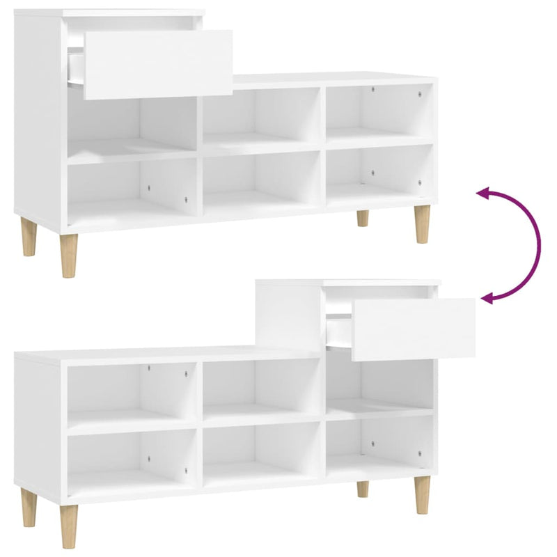 Shoe Cabinet White 102x36x60 cm Engineered Wood