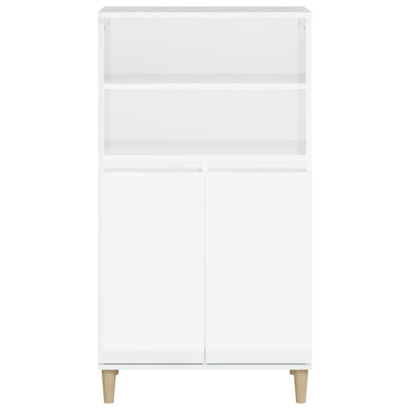 vidaXL Highboard High Gloss White 60x36x110 cm Engineered Wood