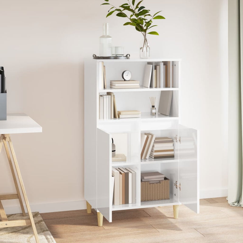 vidaXL Highboard High Gloss White 60x36x110 cm Engineered Wood