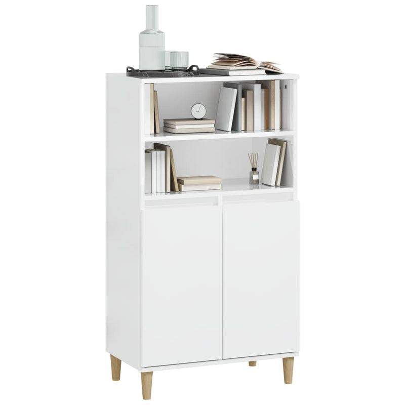 vidaXL Highboard High Gloss White 60x36x110 cm Engineered Wood