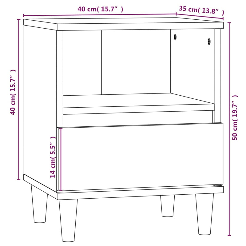 vidaXL Bedside Cabinets 2 pcs Black 40x35x50 cm
