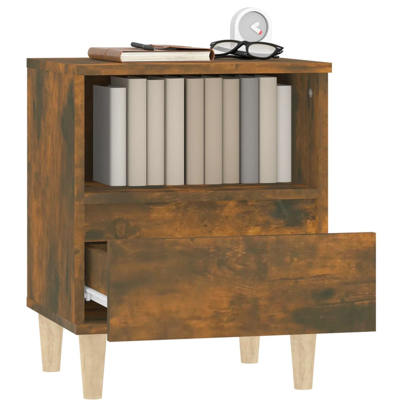 vidaXL Bedside Cabinet Smoked Oak 40x35x50 cm