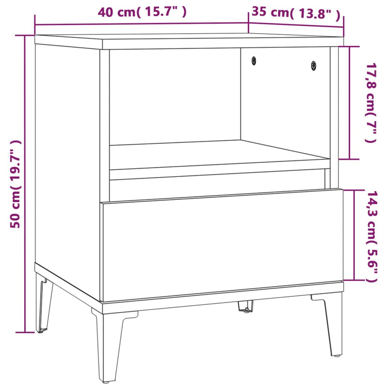 vidaXL Bedside Cabinets 2 pcs White 40x35x50 cm