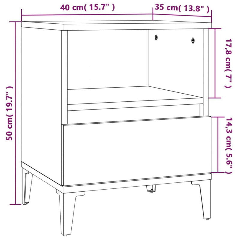 vidaXL Bedside Cabinet Black 40x35x50 cm