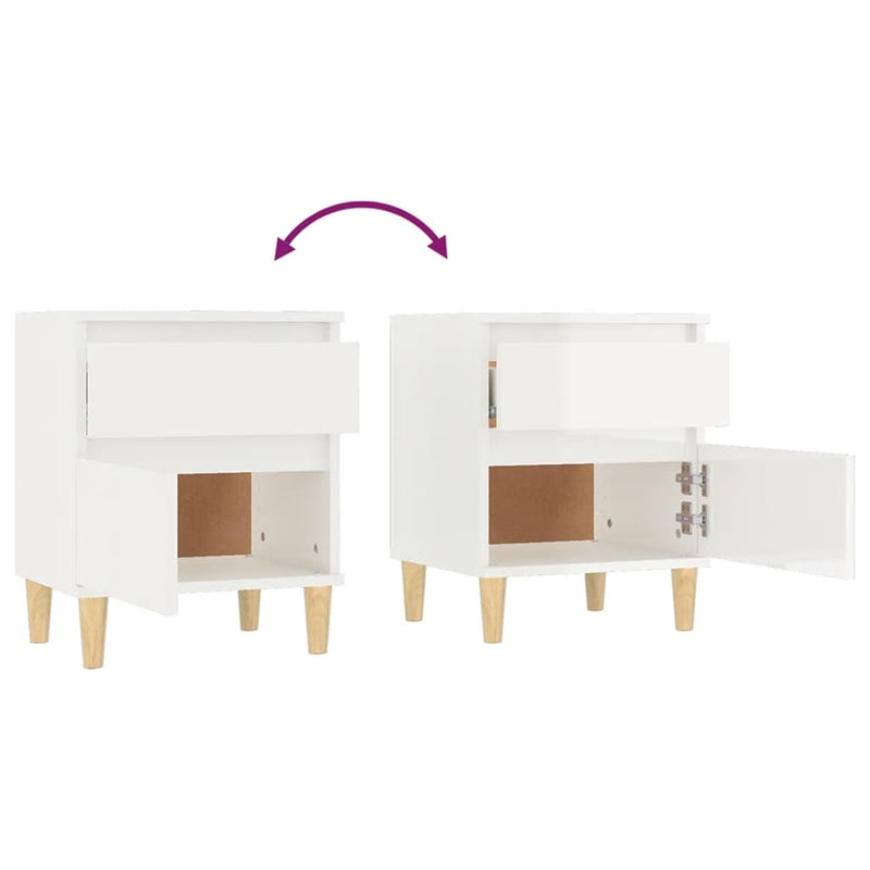 vidaXL Bedside Cabinets 2 pcs High Gloss White 40x35x50 cm