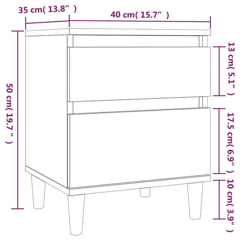 vidaXL Bedside Cabinets 2 pcs High Gloss White 40x35x50 cm