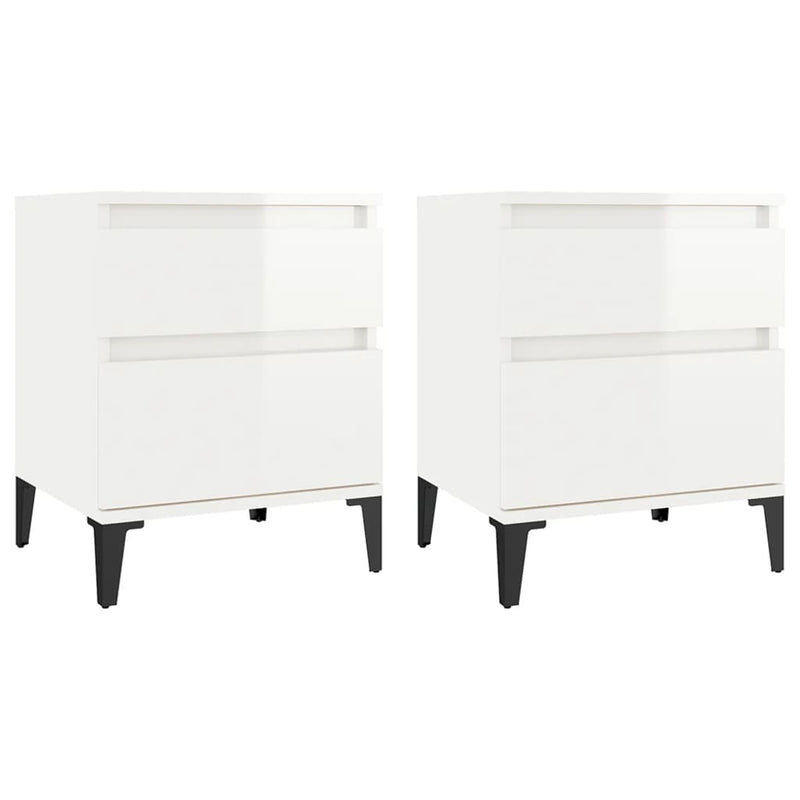 vidaXL Bedside Cabinets 2 pcs High Gloss White 40x35x50 cm