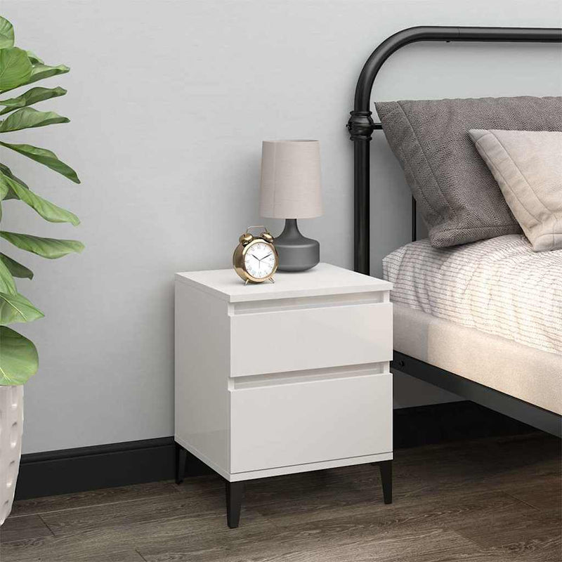 vidaXL Bedside Cabinets 2 pcs High Gloss White 40x35x50 cm