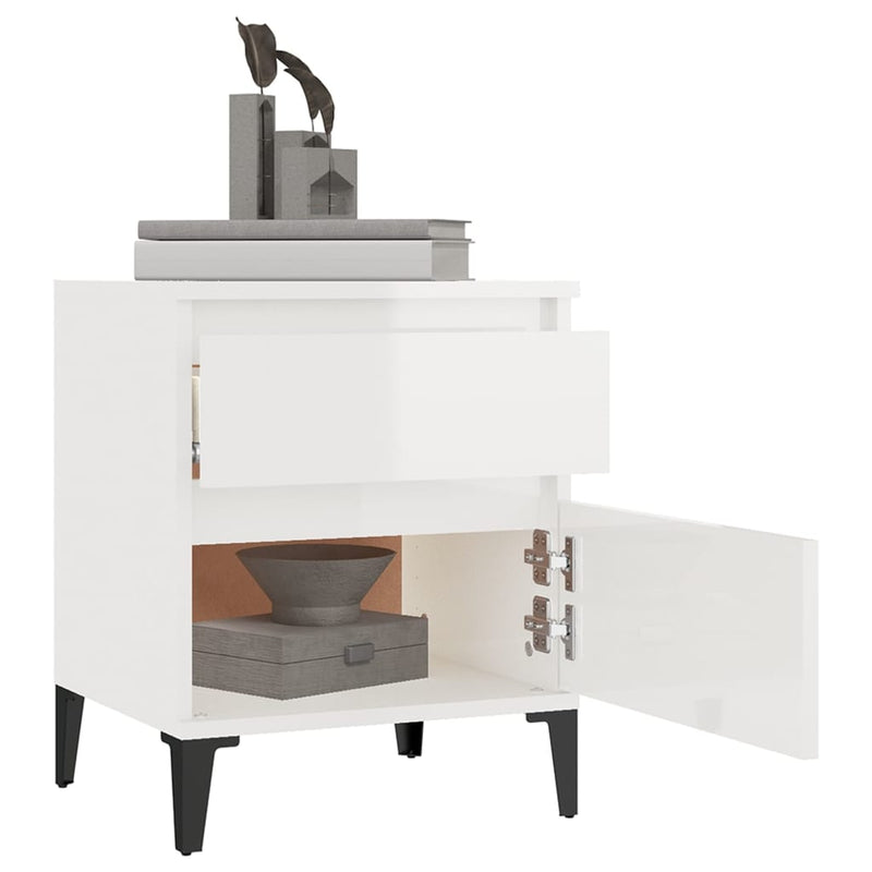 vidaXL Bedside Cabinets 2 pcs High Gloss White 40x35x50 cm