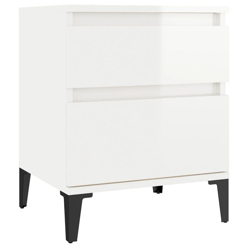 vidaXL Bedside Cabinets 2 pcs High Gloss White 40x35x50 cm