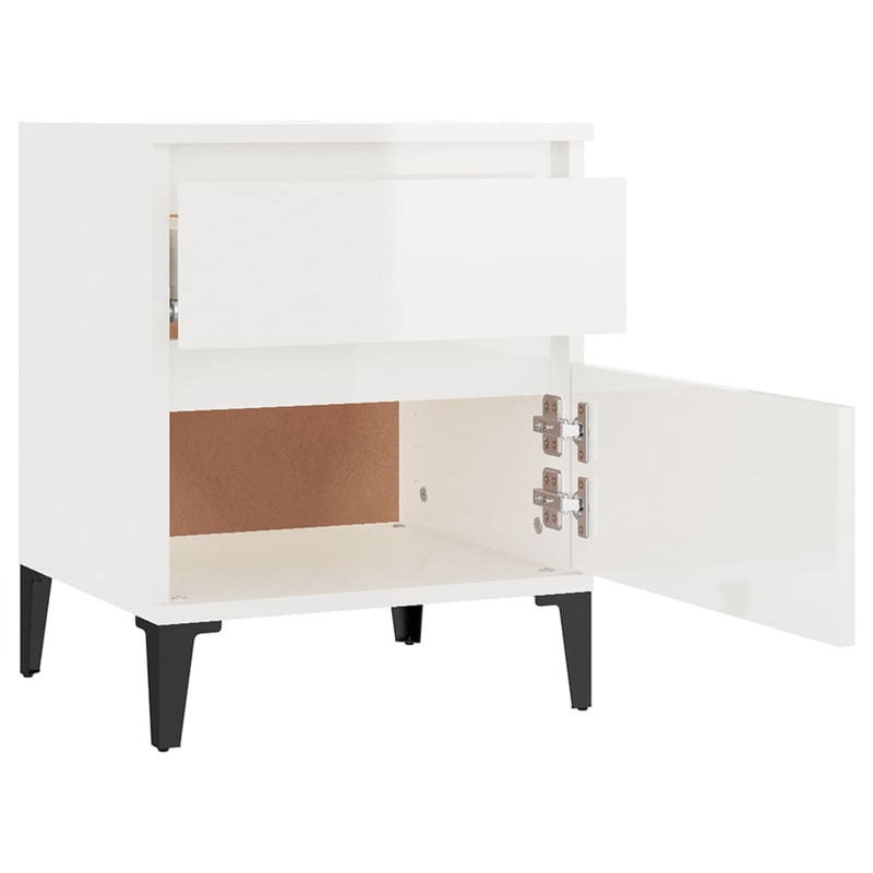 vidaXL Bedside Cabinets 2 pcs High Gloss White 40x35x50 cm