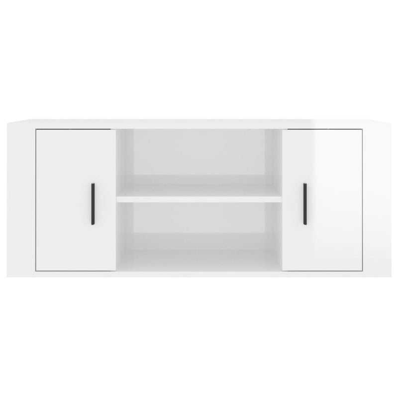 vidaXL TV Cabinet High Gloss White 100x35x40 cm Engineered Wood