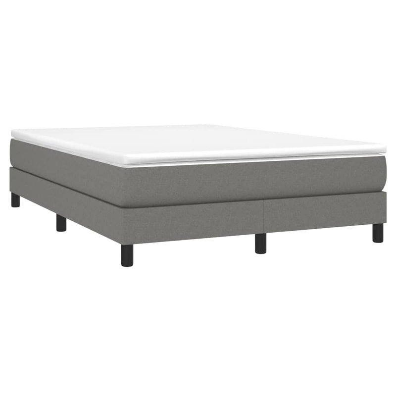 Box Spring Bed Frame Dark Grey 137x190 cm Fabric