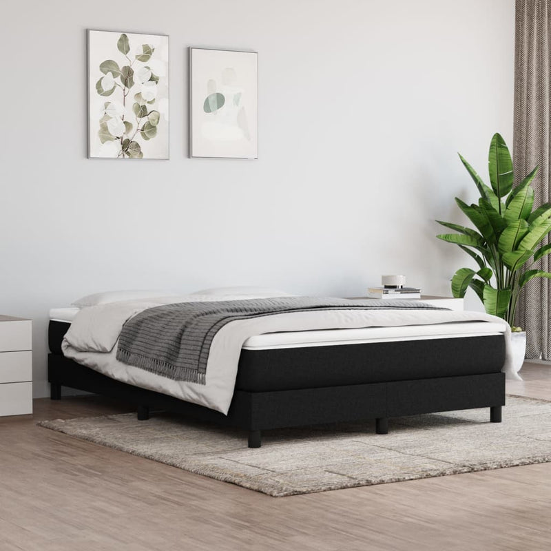 Box Spring Bed Frame Black 137x190 cm Fabric