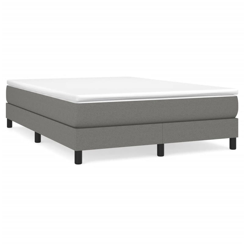 vidaXL Box Spring Bed Frame Dark Grey Queen Fabric
