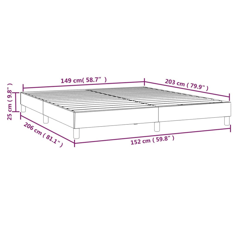 Box Spring Bed Frame Black 153x203 cm Queen Size Fabric