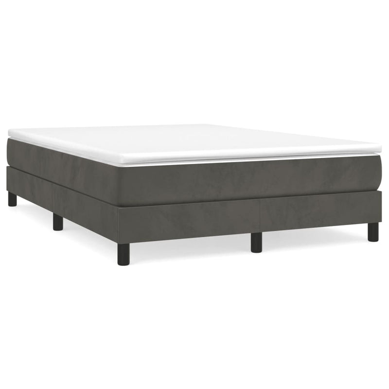 Box Spring Bed Frame Dark Grey 153x203 cm Queen Size Velvet