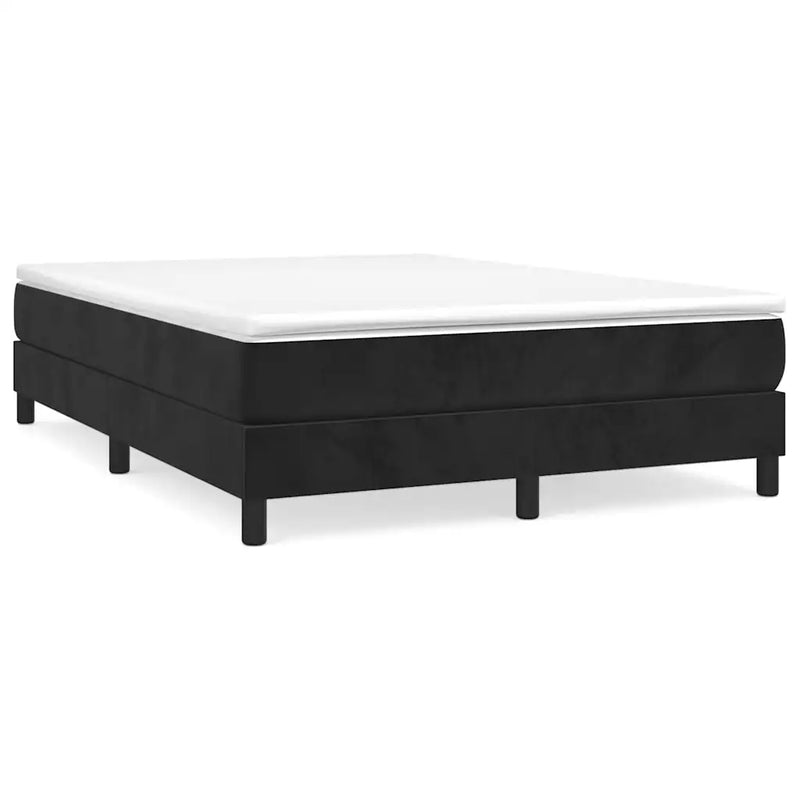 Box Spring Bed Frame Black Queen Velvet