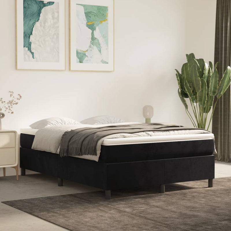 vidaXL Bed Frame without Mattress Black Double Velvet