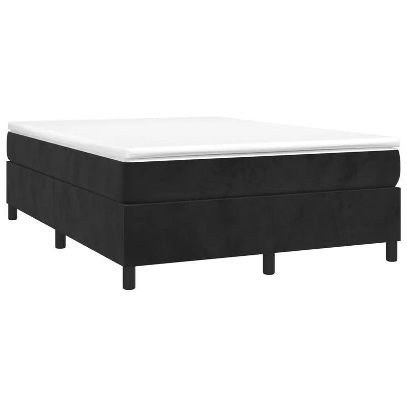 Box Spring Bed Frame Black Queen Velvet