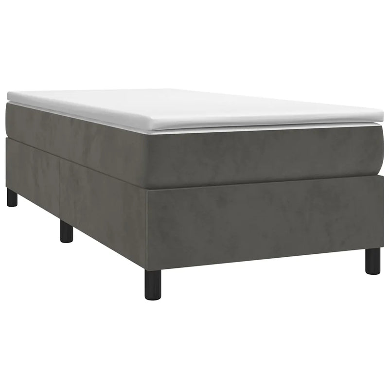 Box Spring Bed Frame Dark Grey King Single Velvet