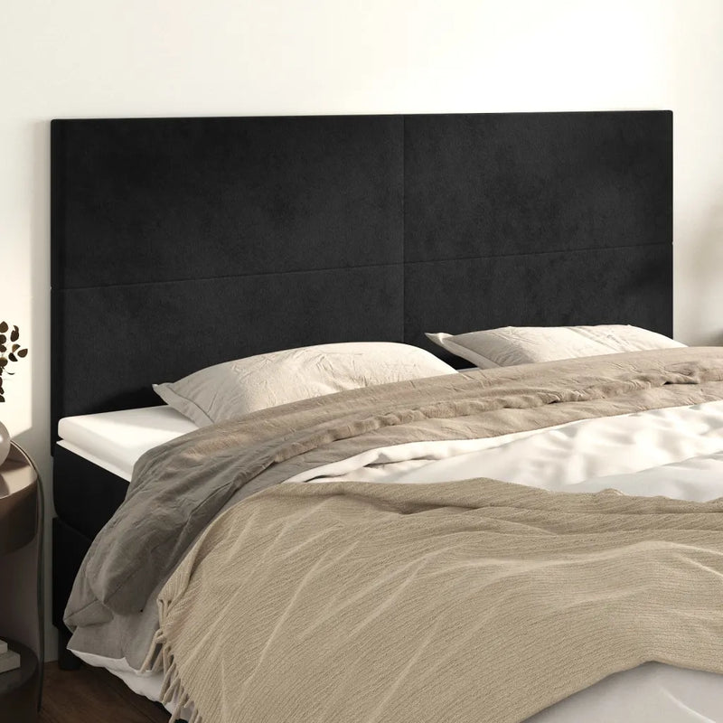 Headboard Black 160x5x118/128 cm Velvet