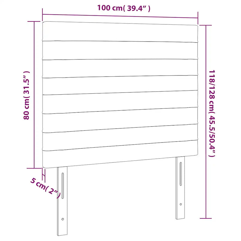 Headboard Dark Grey 100x5x118/128 cm Fabric
