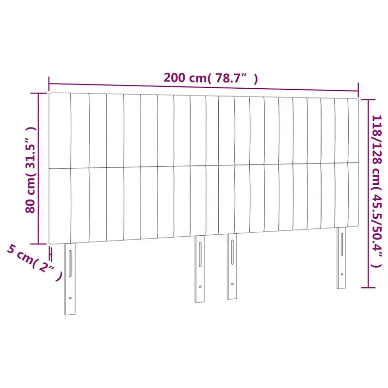 Headboard Dark Grey 200x5x118/128 cm Fabric