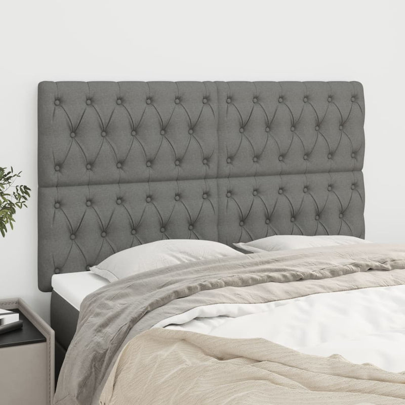 vidaXL Headboard Dark Grey 144x7x118/128 cm Fabric