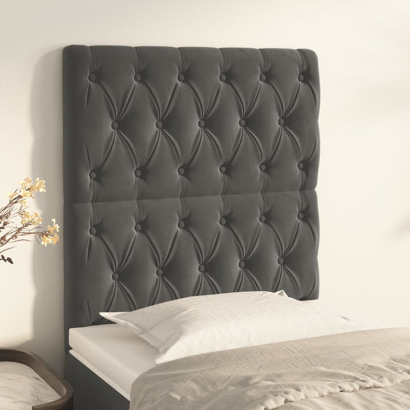 Headboards 2 pcs Dark Grey 80x7x78/88 cm Velvet