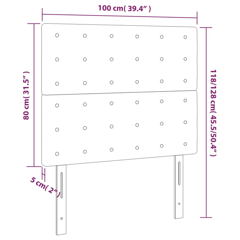 Headboard Black 100x5x118/128 cm Velvet